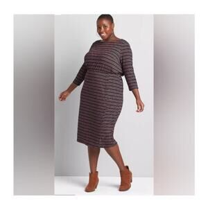 Lane Bryant Boatneck Sheath Dress with Button Detail Size 14/16